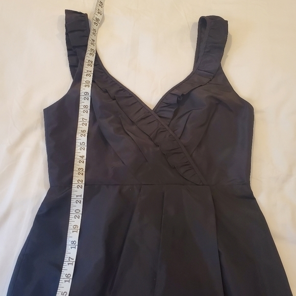 J.Crew Elyse Silk Taffeta Dress Size 4 Black Ruffle Crossover - Picture 6 of 8
